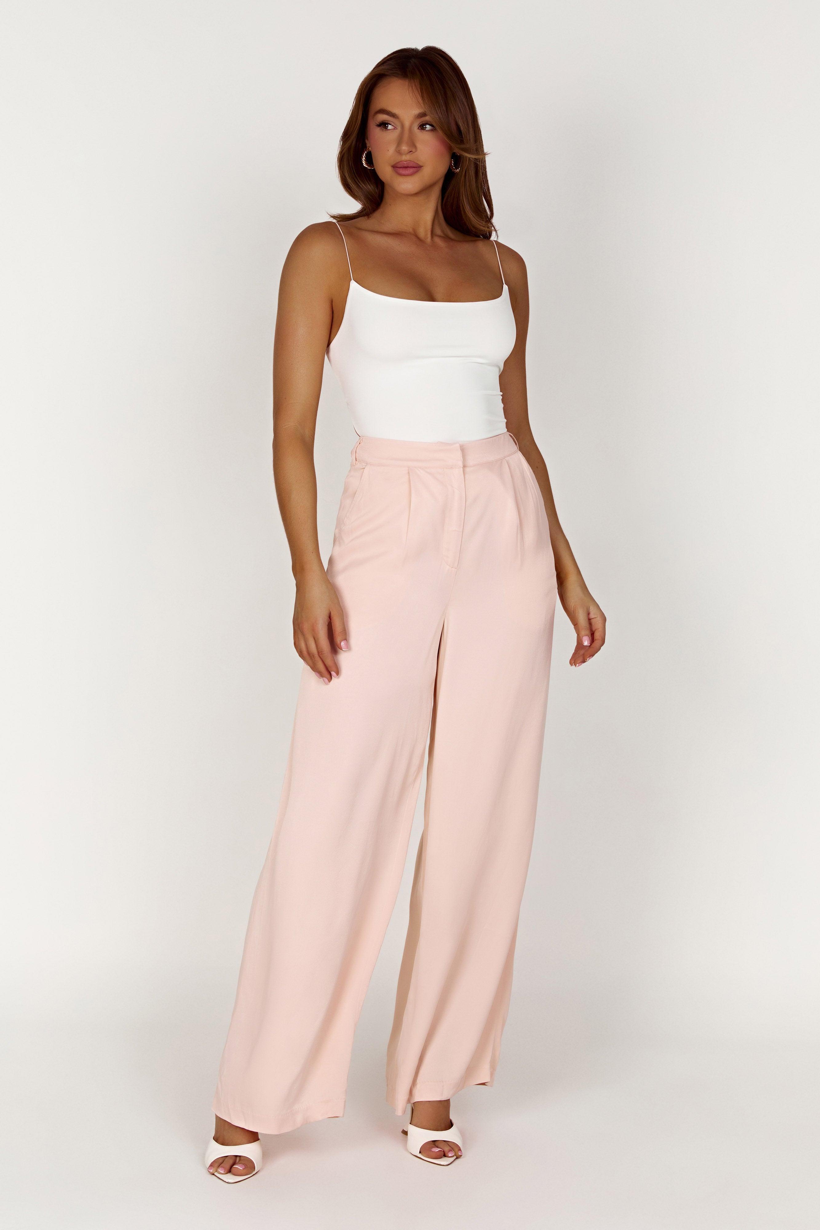 Nour Satin Wide Leg Pant - Apricot Product Image