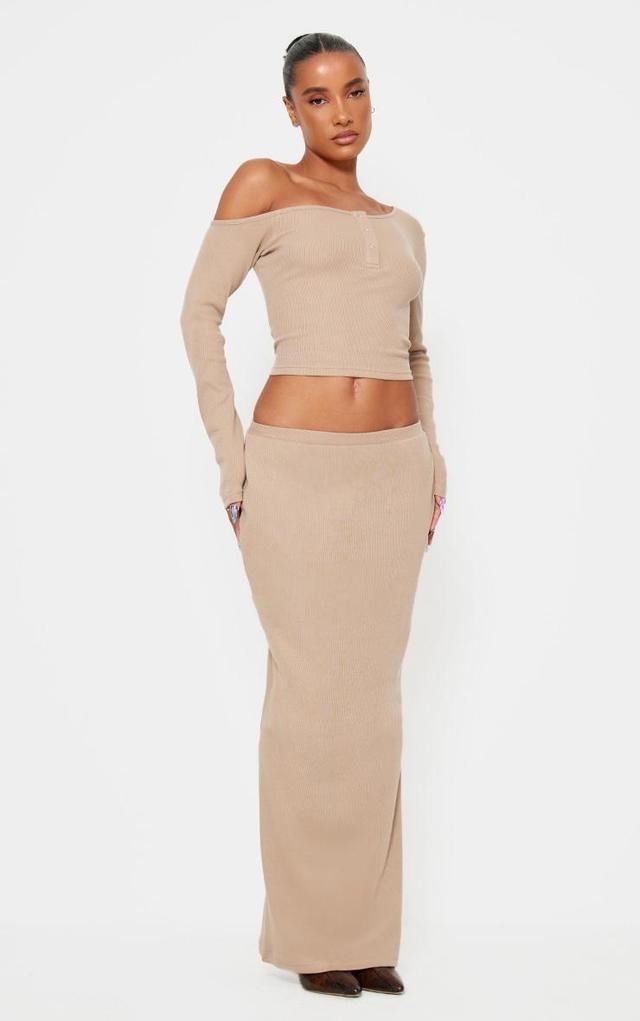 Taupe Rib Maxi Skirt Product Image