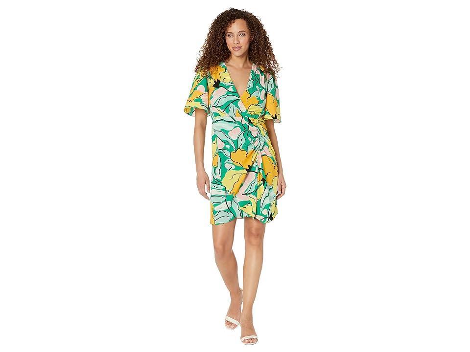 Maggy London Flutter Sleeve Printed Mini Dress (Jade) Women's Dress Product Image