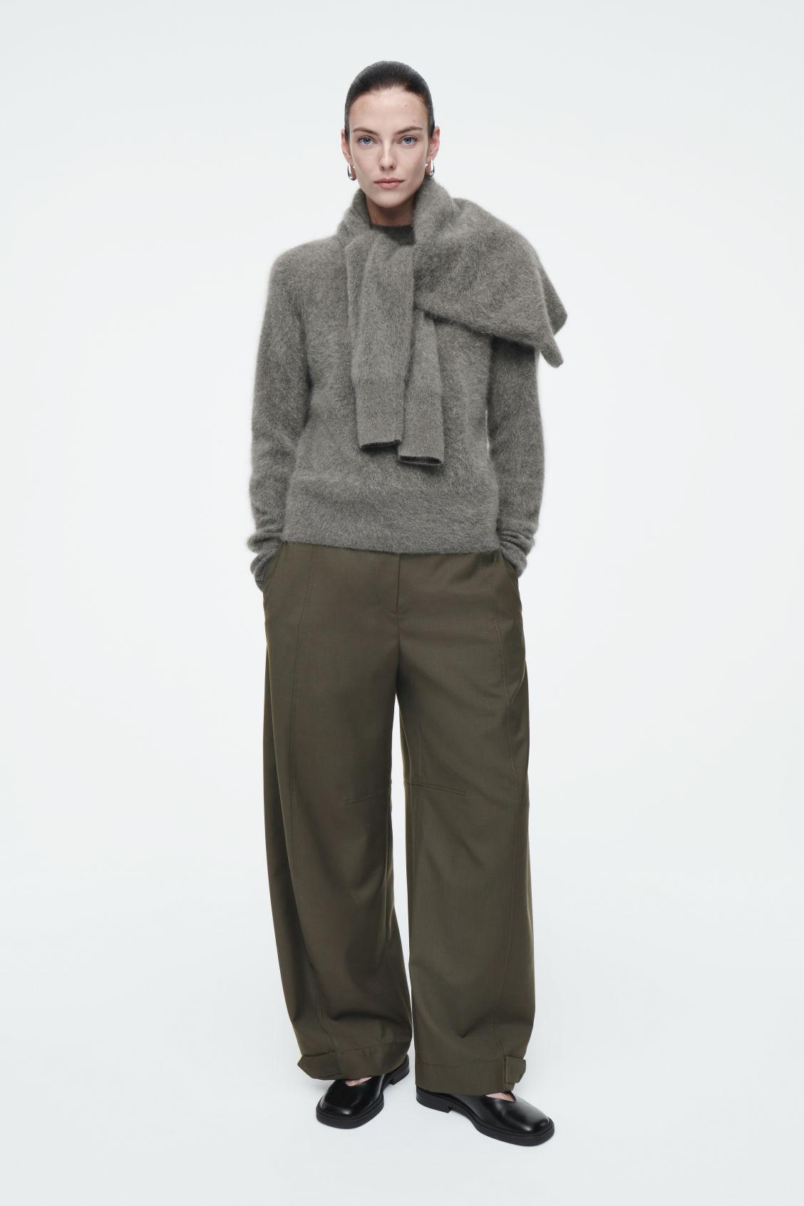 WOOL BARREL-LEG UTILITY TROUSERS Product Image