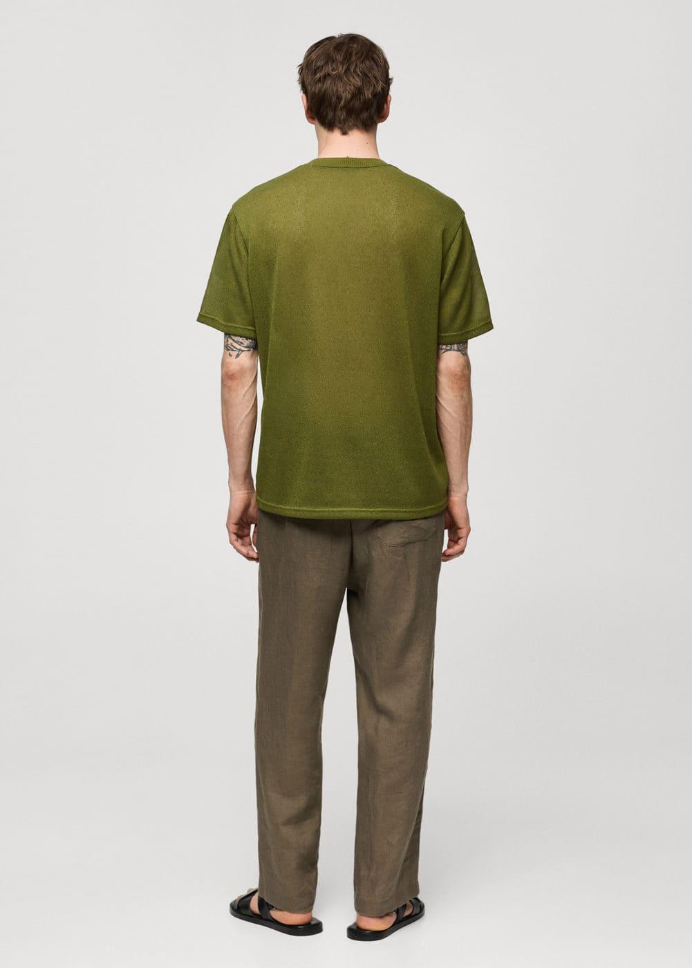 Mango Mens 100% Linen Drawstring Pants Product Image