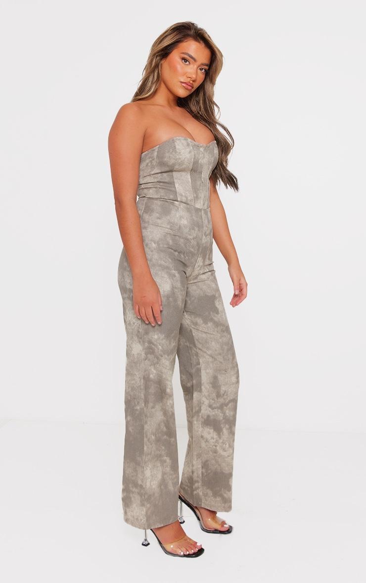 Grey Acid Wash Bandeau Wide Leg Jumpsuit Product Image