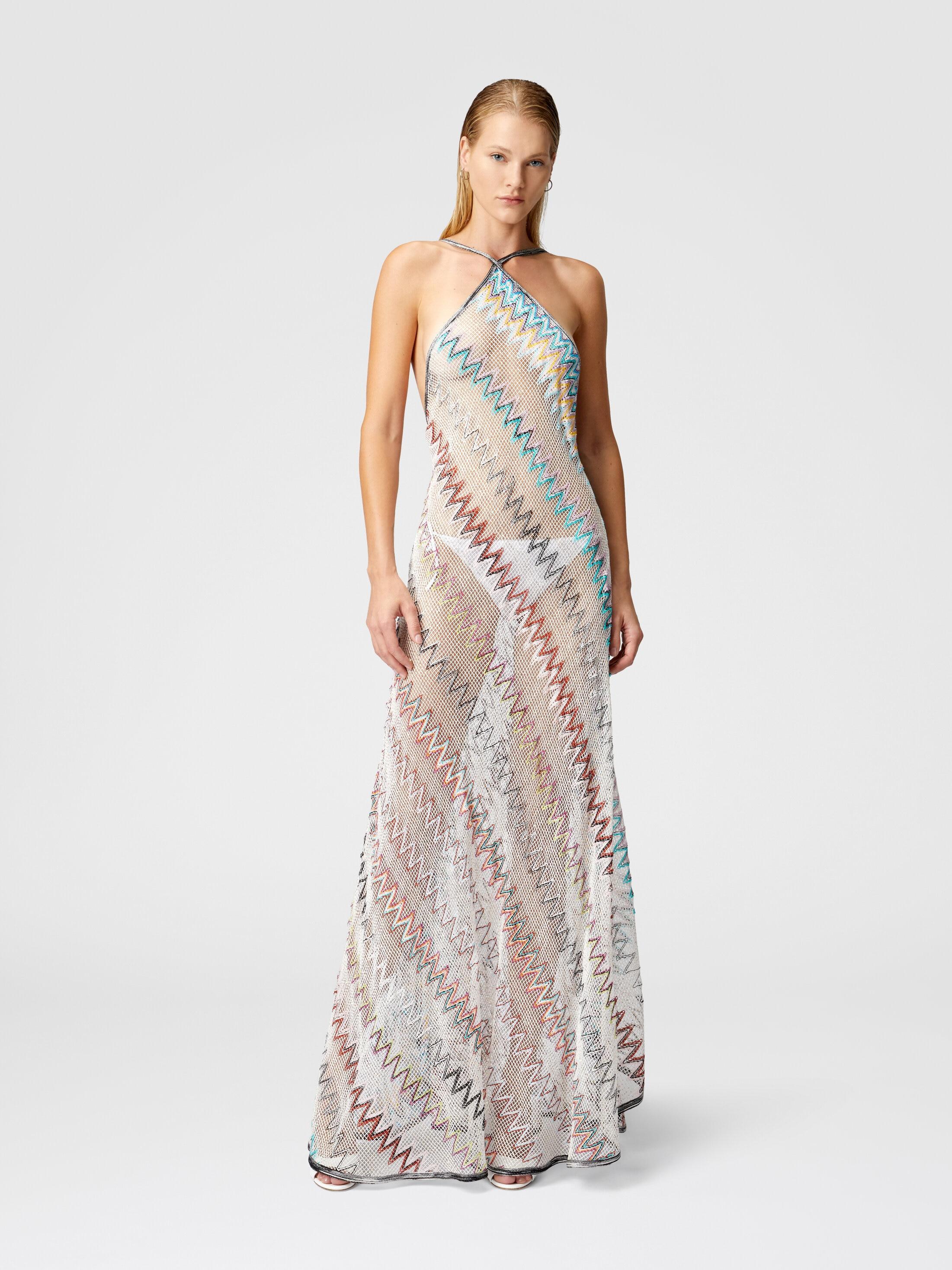 Zig zag mesh cover-up dress with sequins Product Image