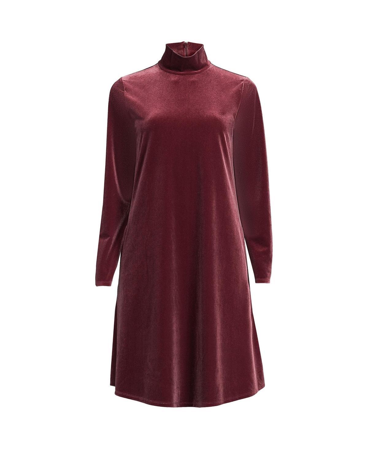 Womens Lands End Long Sleeve Velvet Turtleneck Dress Product Image