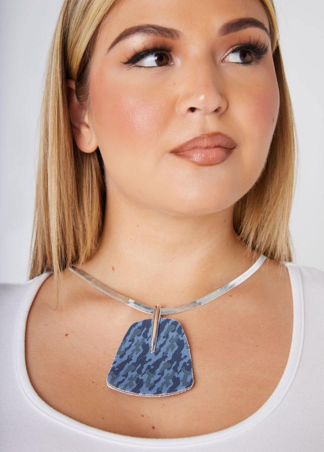 Plus Size Camo Denim Herringbone Necklace Ashley Stewart Product Image