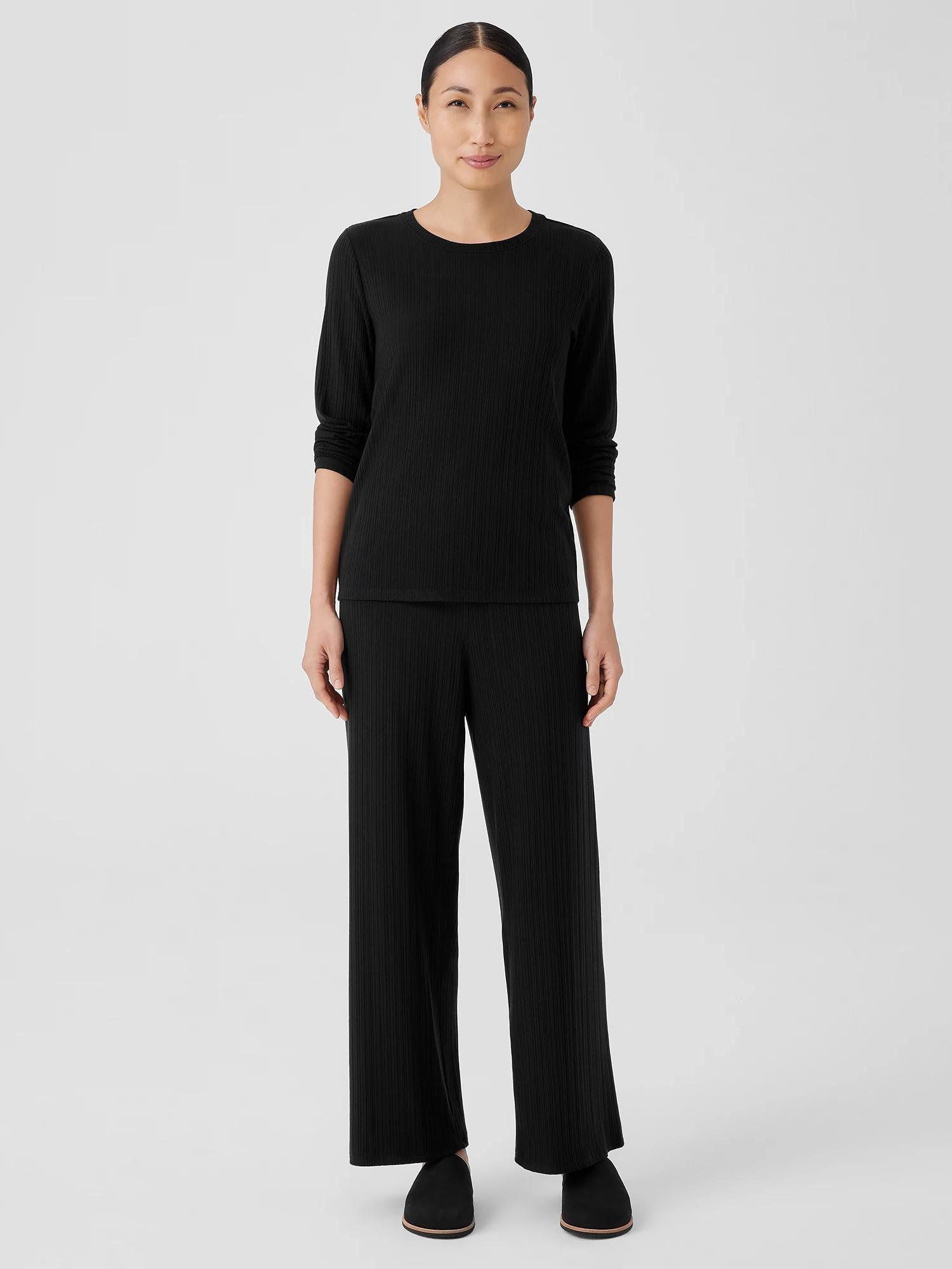 EILEEN FISHER Variegated Rib Knit Wide-Leg Pantfemale product image