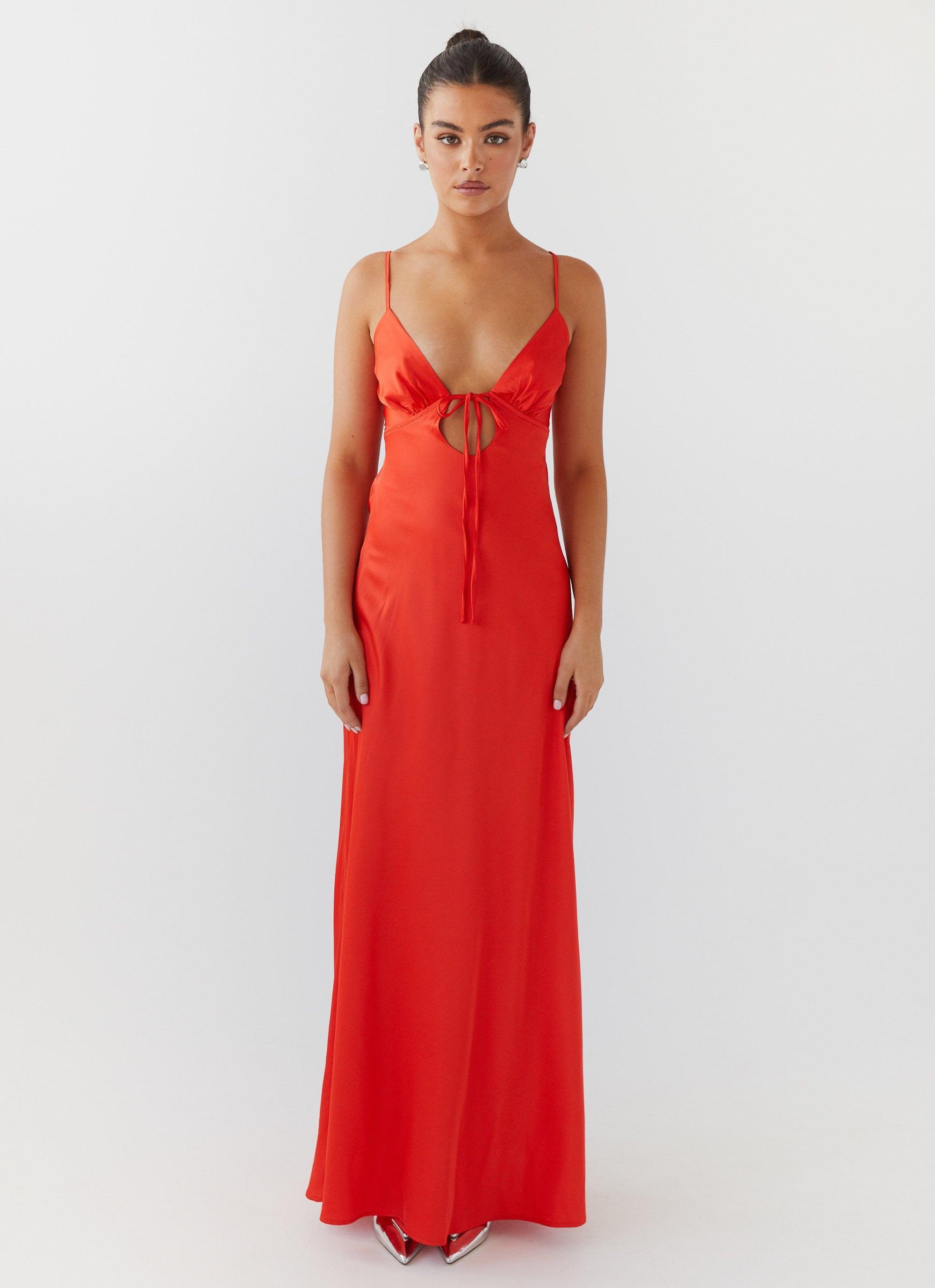 Flora Satin Maxi Dress - Citrus Product Image