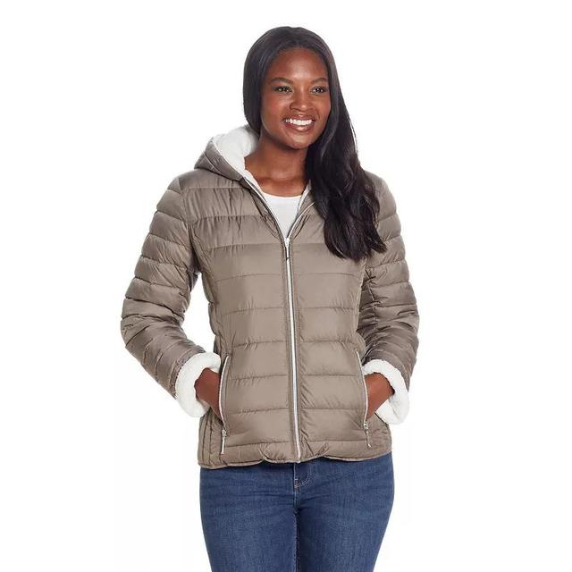 Womens Weathercast Hood Sherpa-Lined Puffer Jacket Product Image