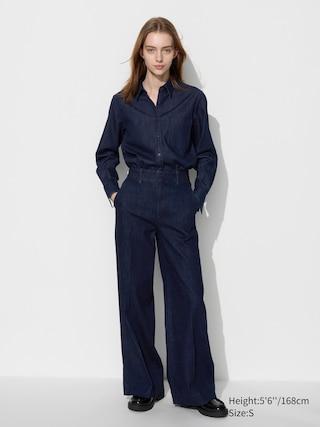 Womens Wide Trouser Jeans Navy XS UNIQLO US Product Image