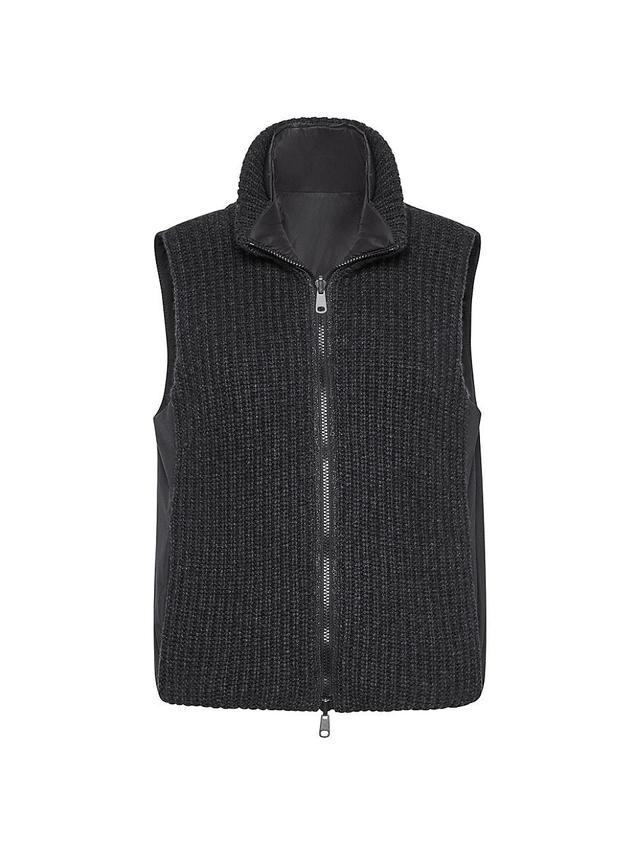 Womens Cashmere Feather Yarn Reversible Down Vest Product Image