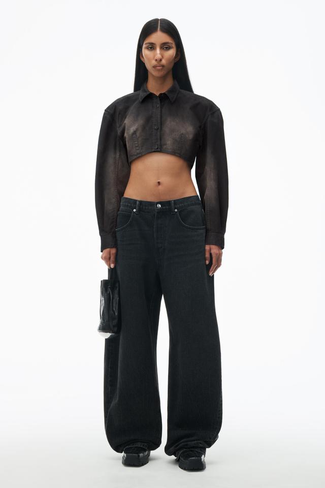 Curved Cropped Shirt In Cotton Twill Product Image