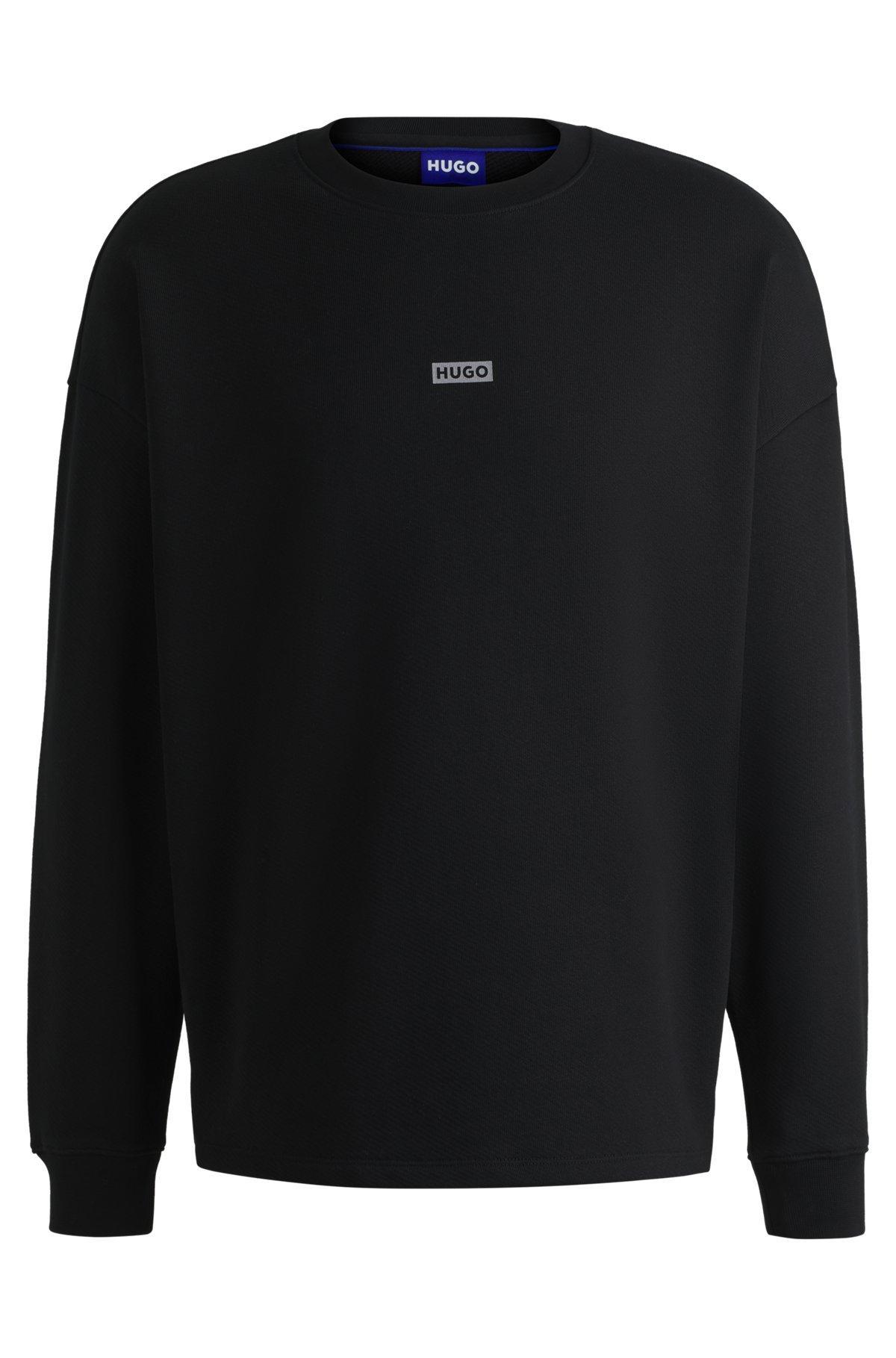 HUGO - Cotton-terry sweatshirt with logo print - Black Product Image