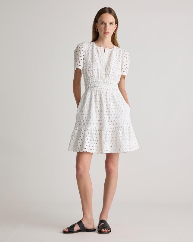 100% Organic Cotton Eyelet Tiered Mini Dress Product Image