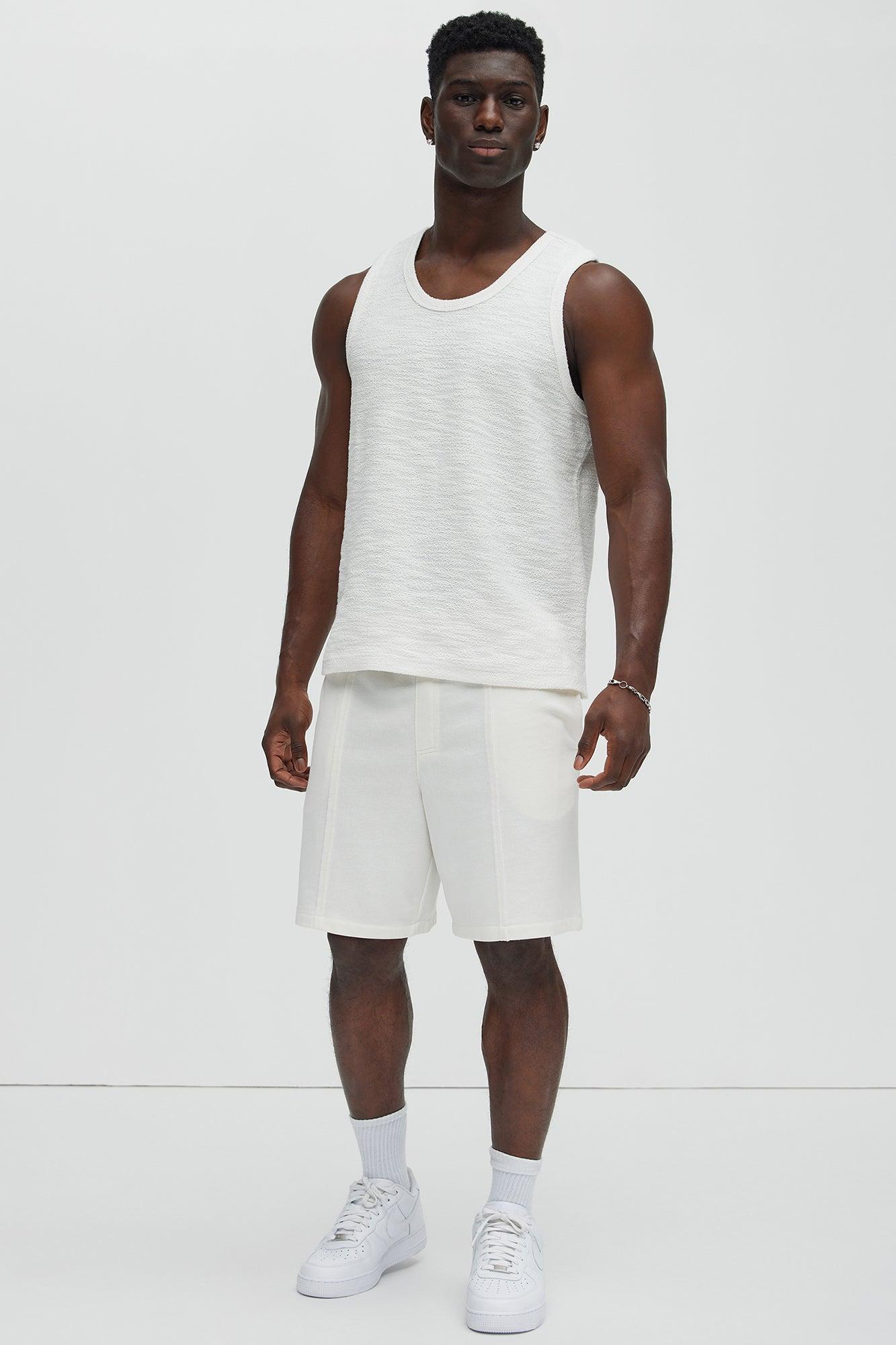 Blaine Textured Relaxed Tank Top - White Product Image