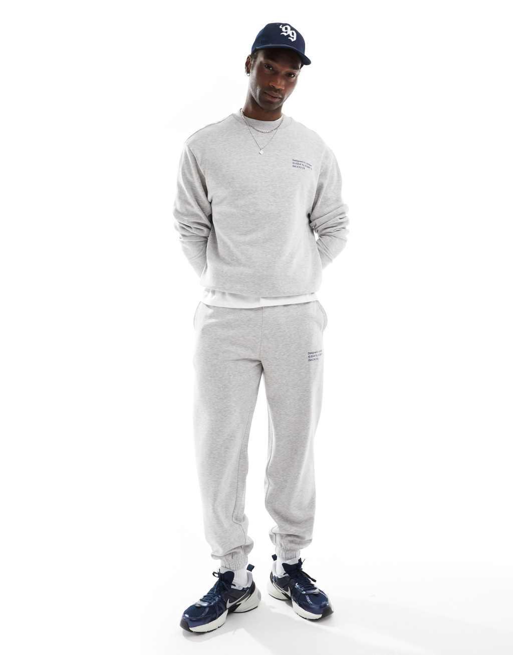 COLLUSION relaxed coordinate print skate sweatpants in gray heather - part of a set product image