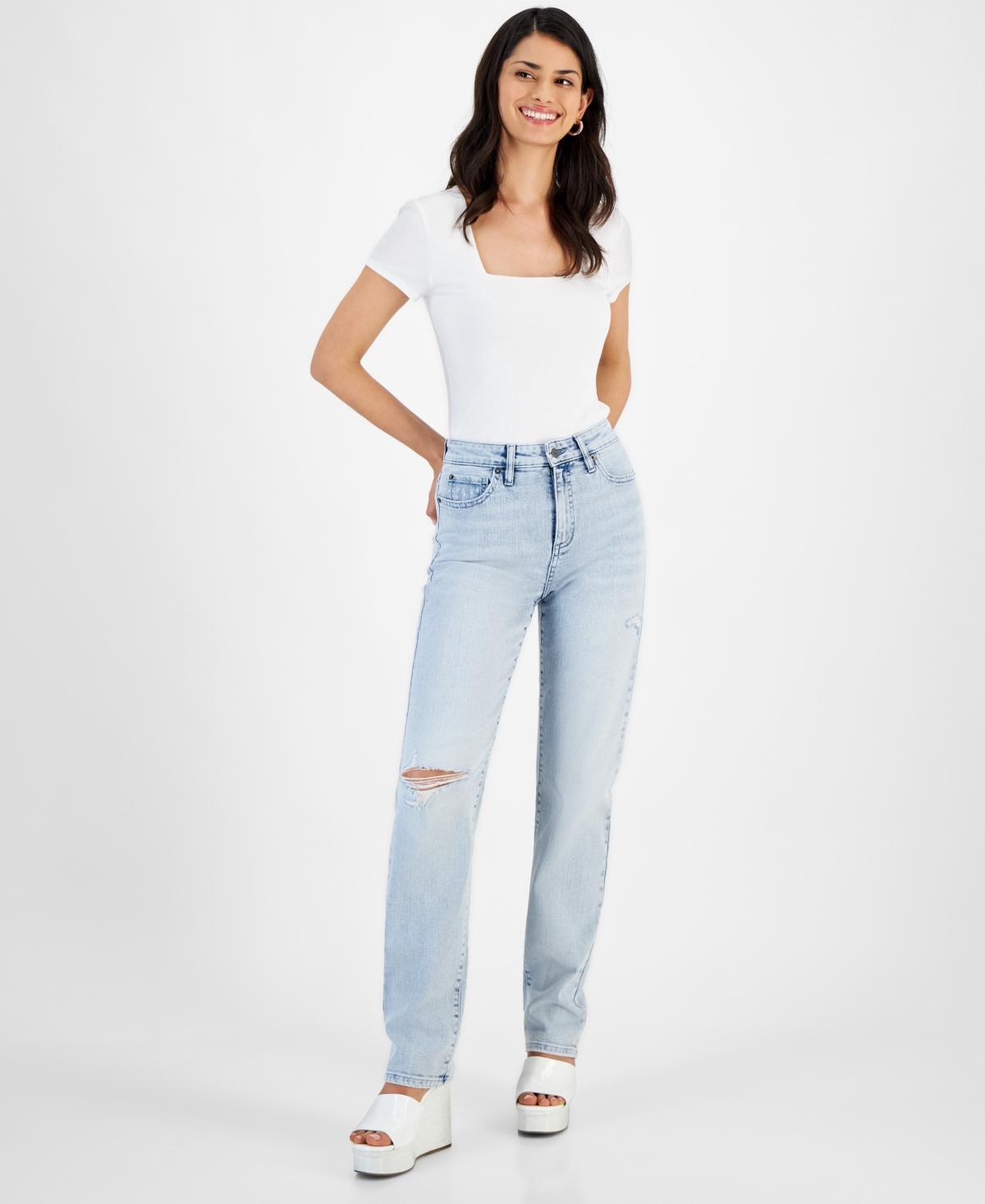 I.n.c. International Concepts Womens High-Rise Straight-Leg Jeans, Created for Macys Product Image