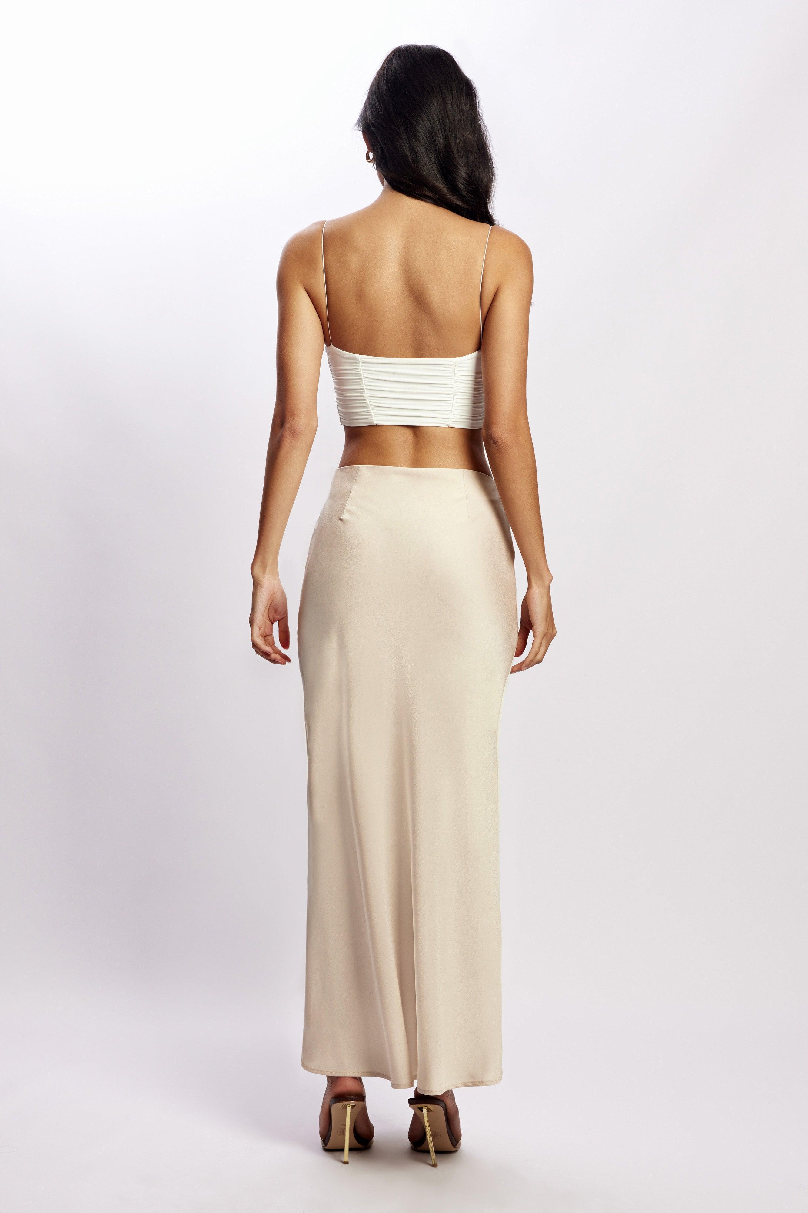 Missy Maxi Satin Skirt - Champagne Product Image