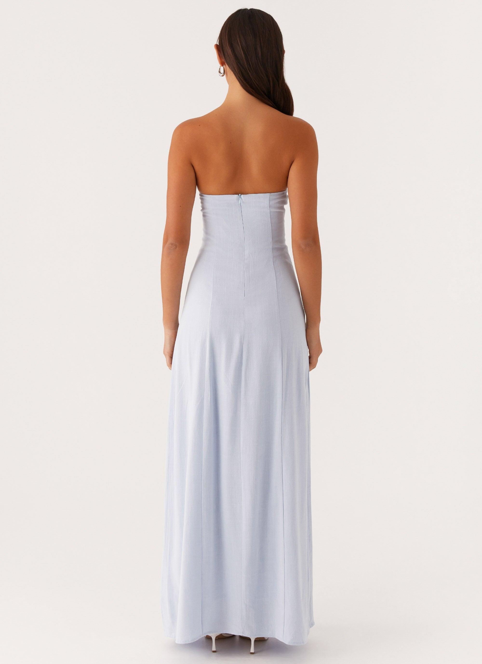 Tayla Linen Maxi Dress - Blue Product Image