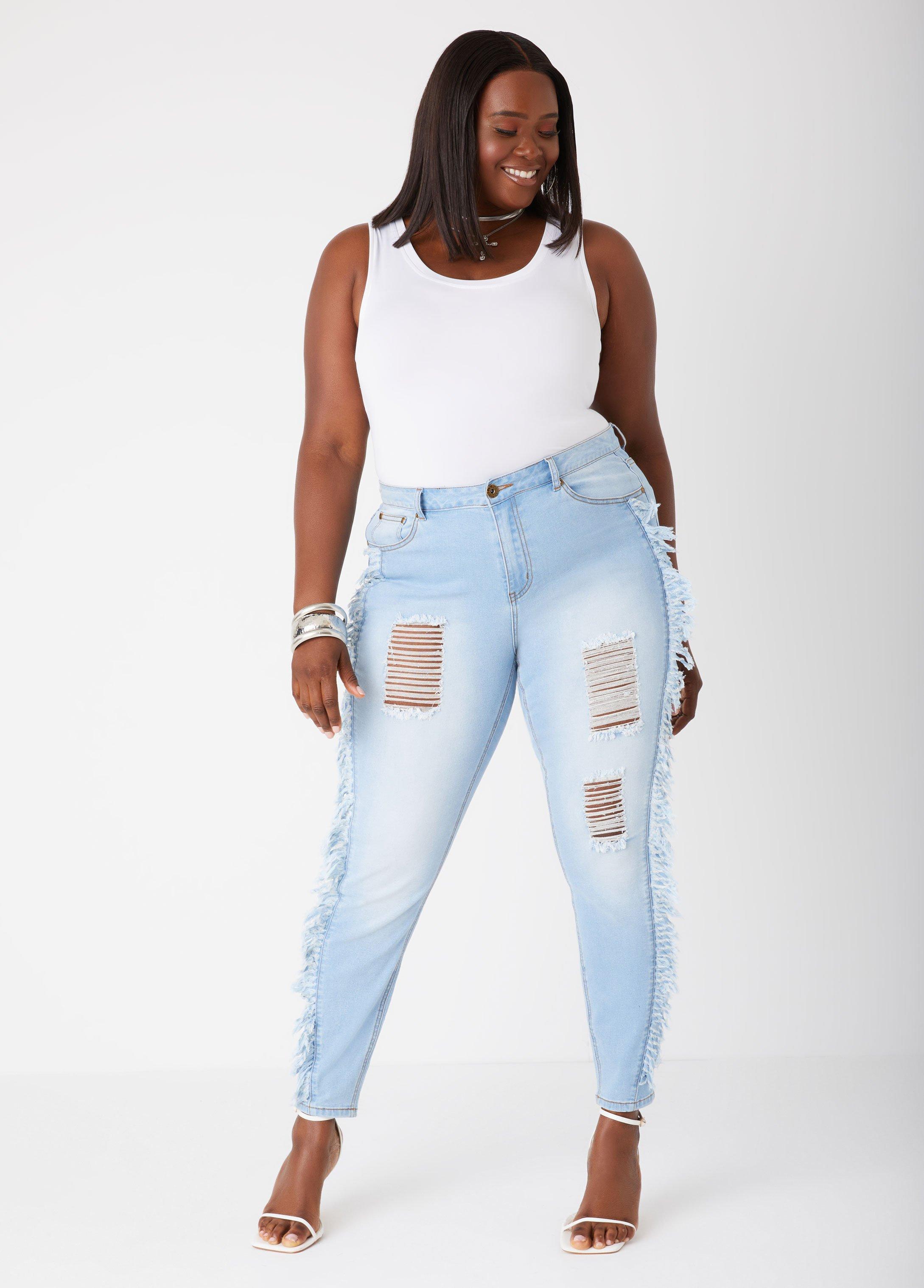 Fringed High Rise Skinny Jeans Product Image