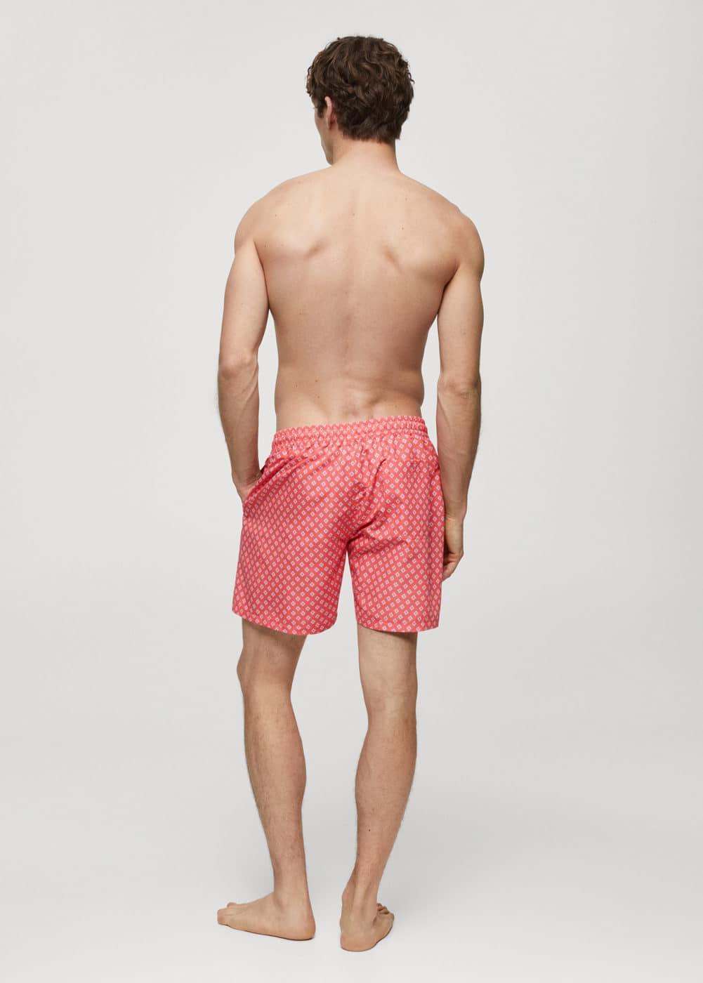 MANGO MAN - Printed drawstring swimsuit coral redMen Product Image