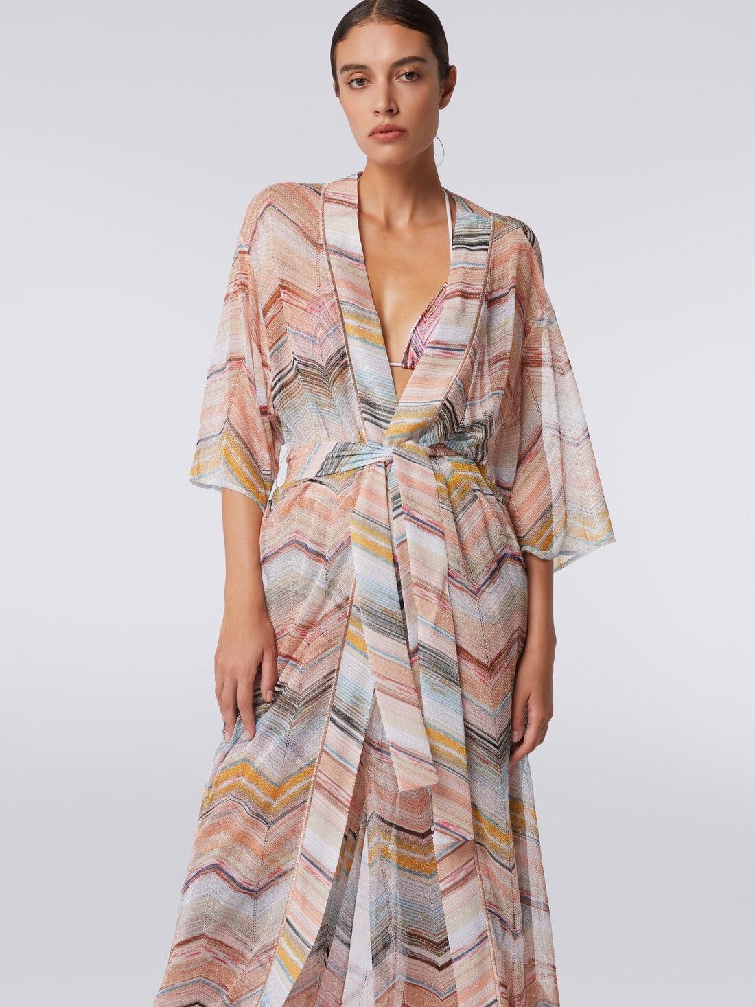 Long chevron dressing gown cover up with lurex Multicoloured | Missoni Product Image