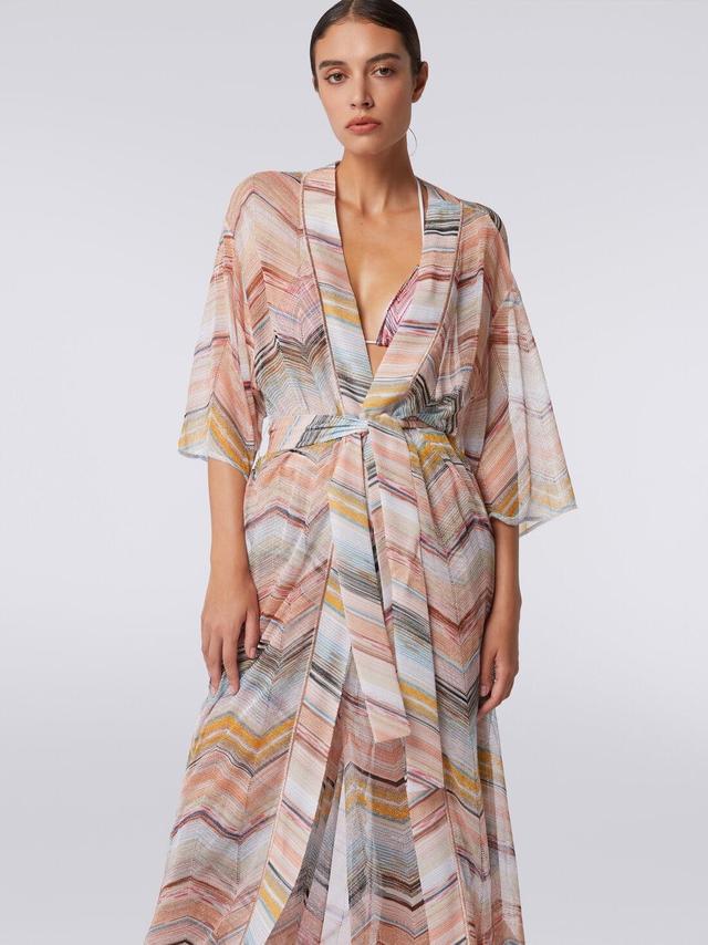 Long chevron dressing gown cover up with lurex Multicoloured | Missoni Product Image