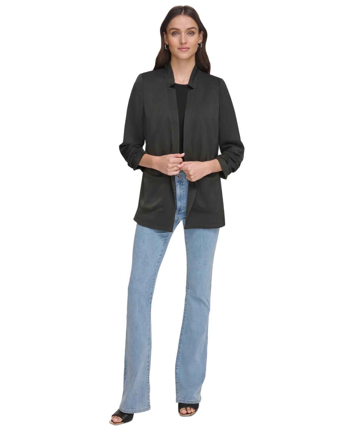 Dkny Womens Ruched-Sleeve Relaxed Jacket Product Image