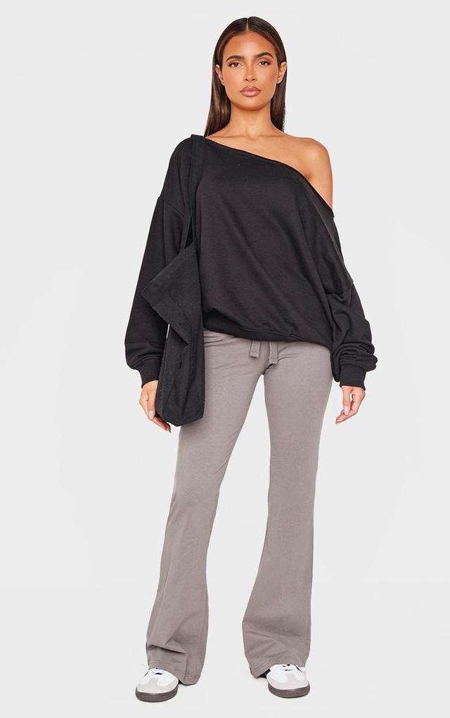 Black Oversized Off Shoulder Sweatshirt Product Image