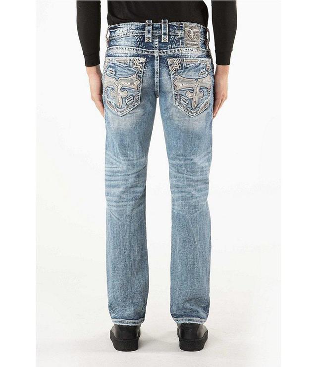 Rock Revival Jameel Inverted-Fleur-De-Lis Pocket Straight Leg Jeans Product Image