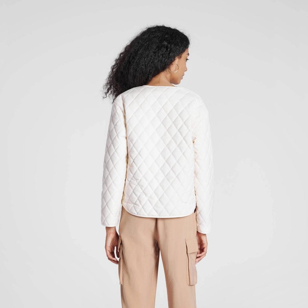 Women's Quilted Jacket - A New Day™ White L Product Image