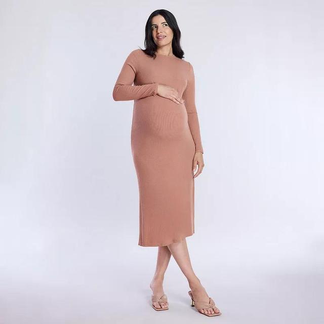 Maternity Motherhood Rib Column Midi Dress, Womens Product Image