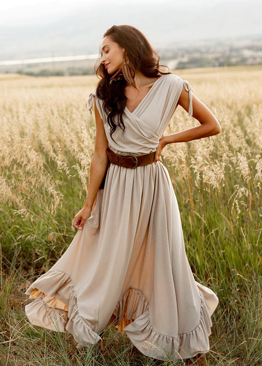 Giovanna Dress in Light Taupe Product Image