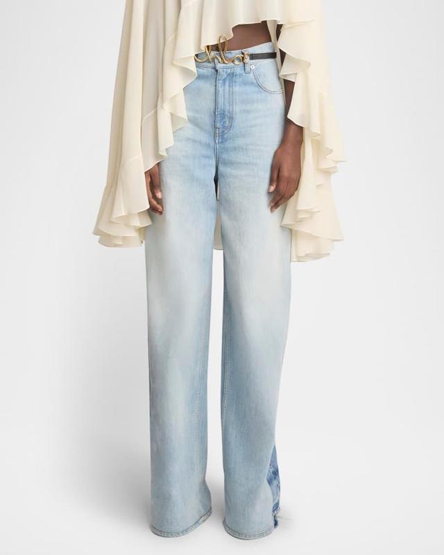 Denim Wide Leg Trousers Product Image