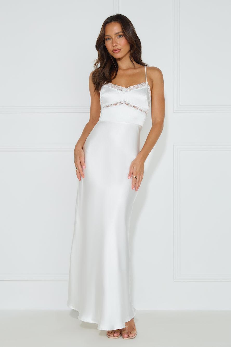 Nobody But You Satin Maxi Dress White Product Image