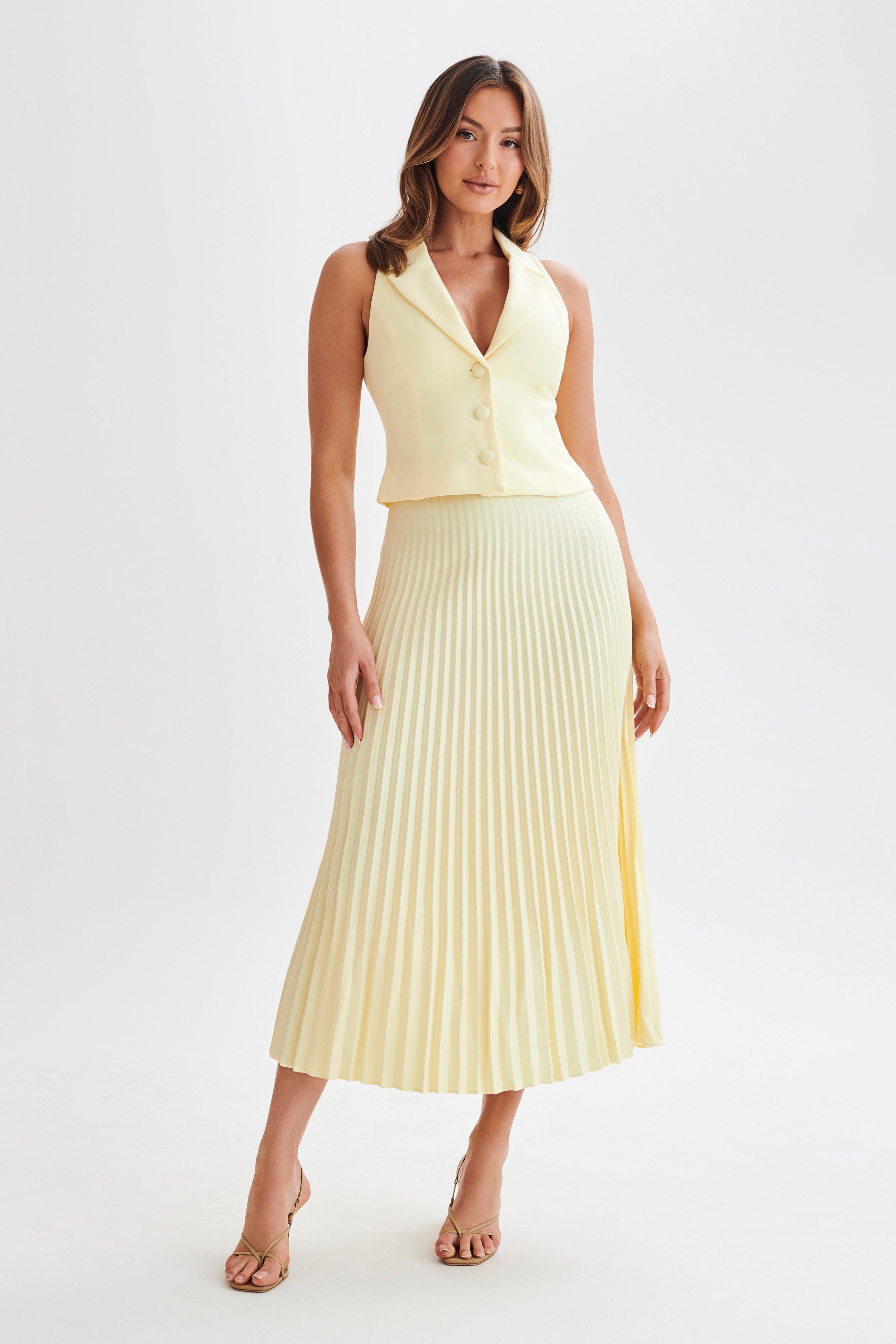 Twyla Pleated Suiting Maxi Skirt - Lemon product image