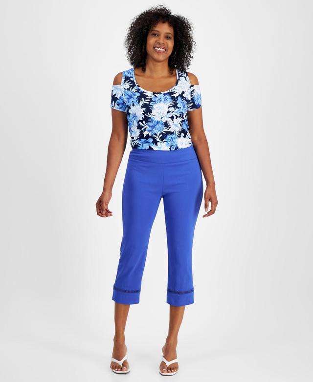 Women's Woven Lace-Trim Capri Pull-On Pants, Created for Macy's Product Image