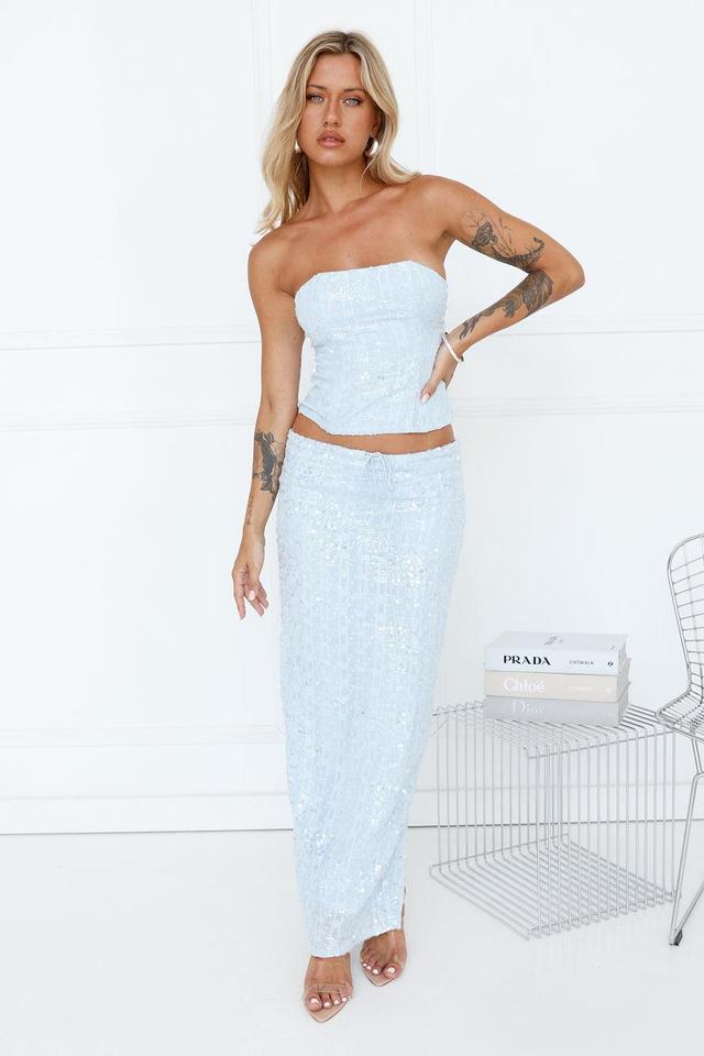 LIONESS She's All That Maxi Skirt Sky Blue Product Image