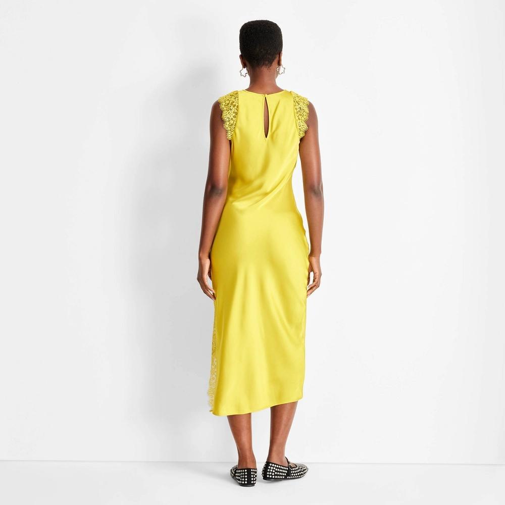 Womens Sleeveless Lace Trim Ankle Dress - Future Collective Yellow XL Product Image