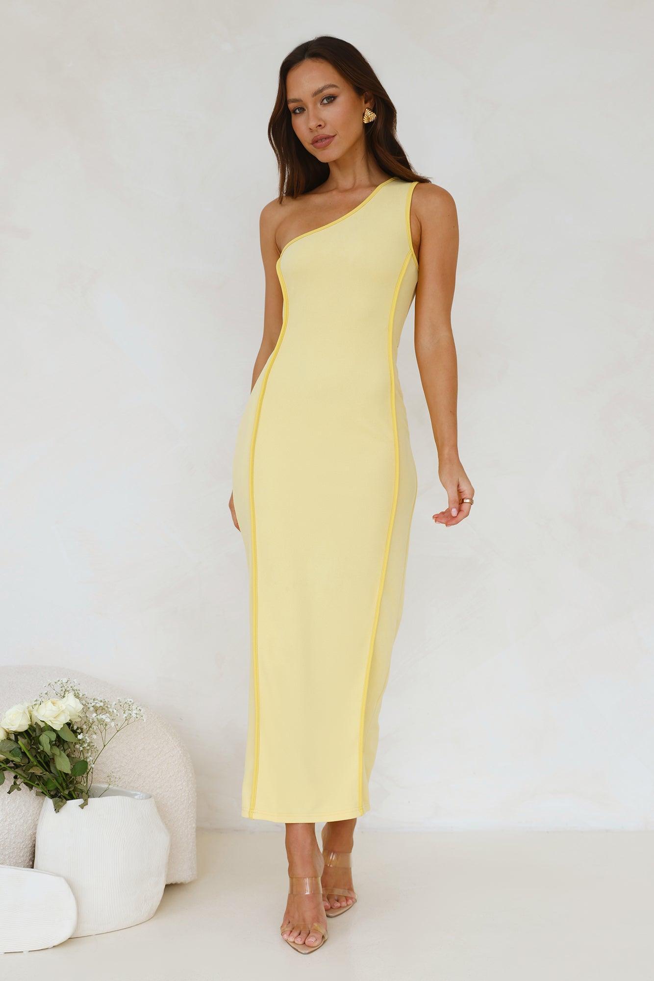 Piece Of Paradise One Shoulder Maxi Dress Yellow Product Image