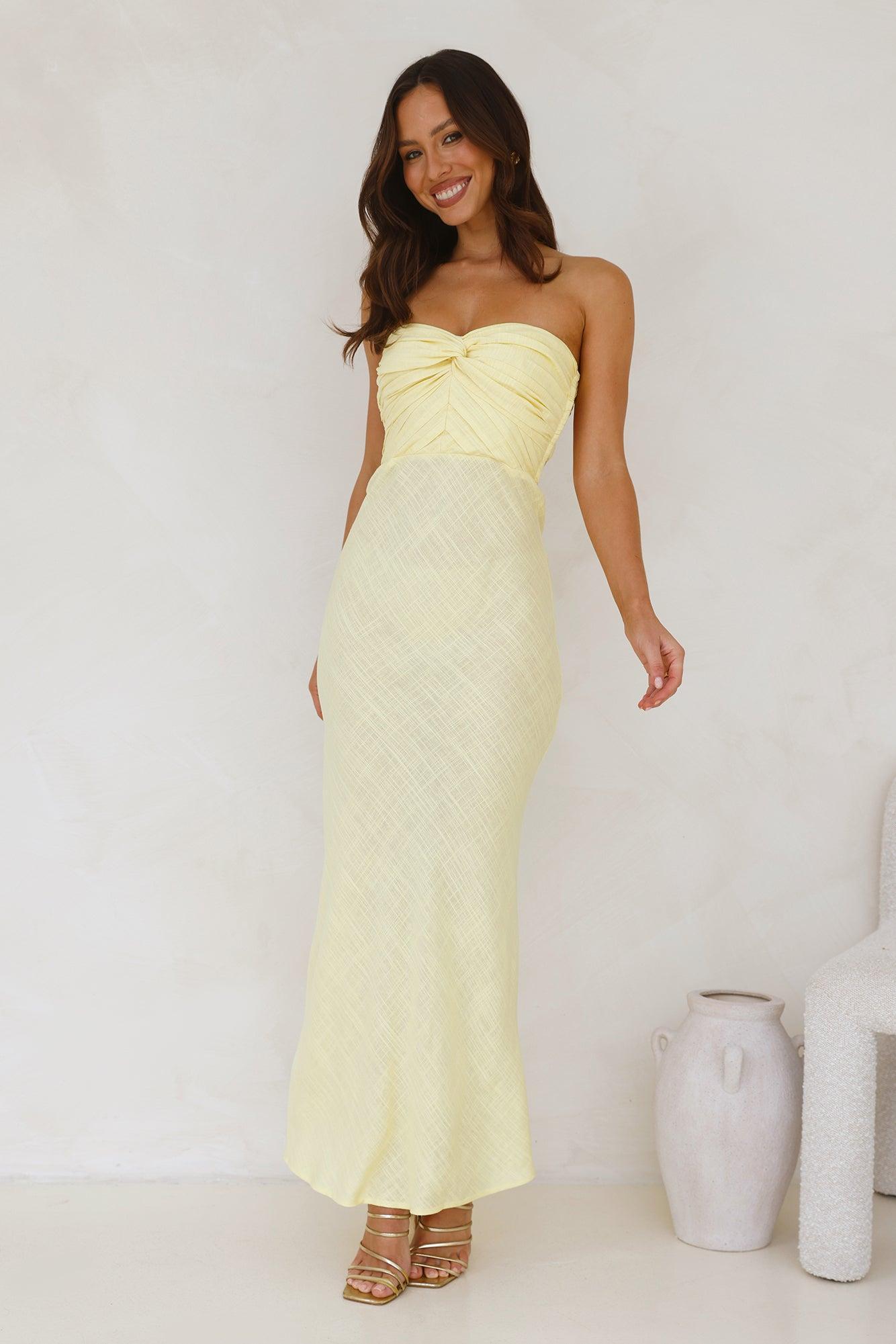 Slow Days Strapless Maxi Dress Yellow Product Image