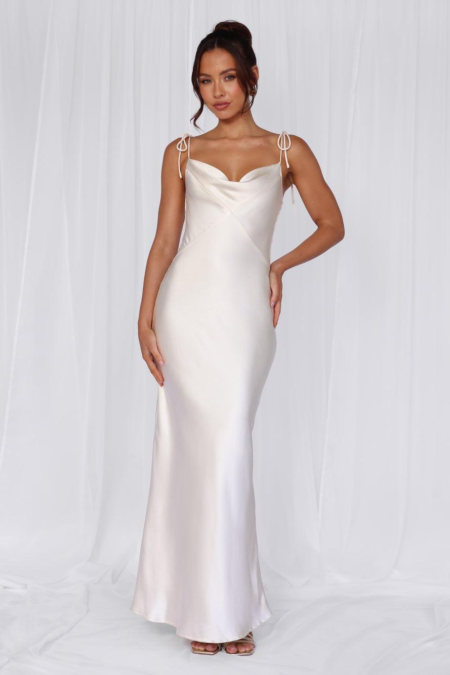 HELLO MOLLY The Penelope Cowl Satin Maxi Dress Pearl Product Image