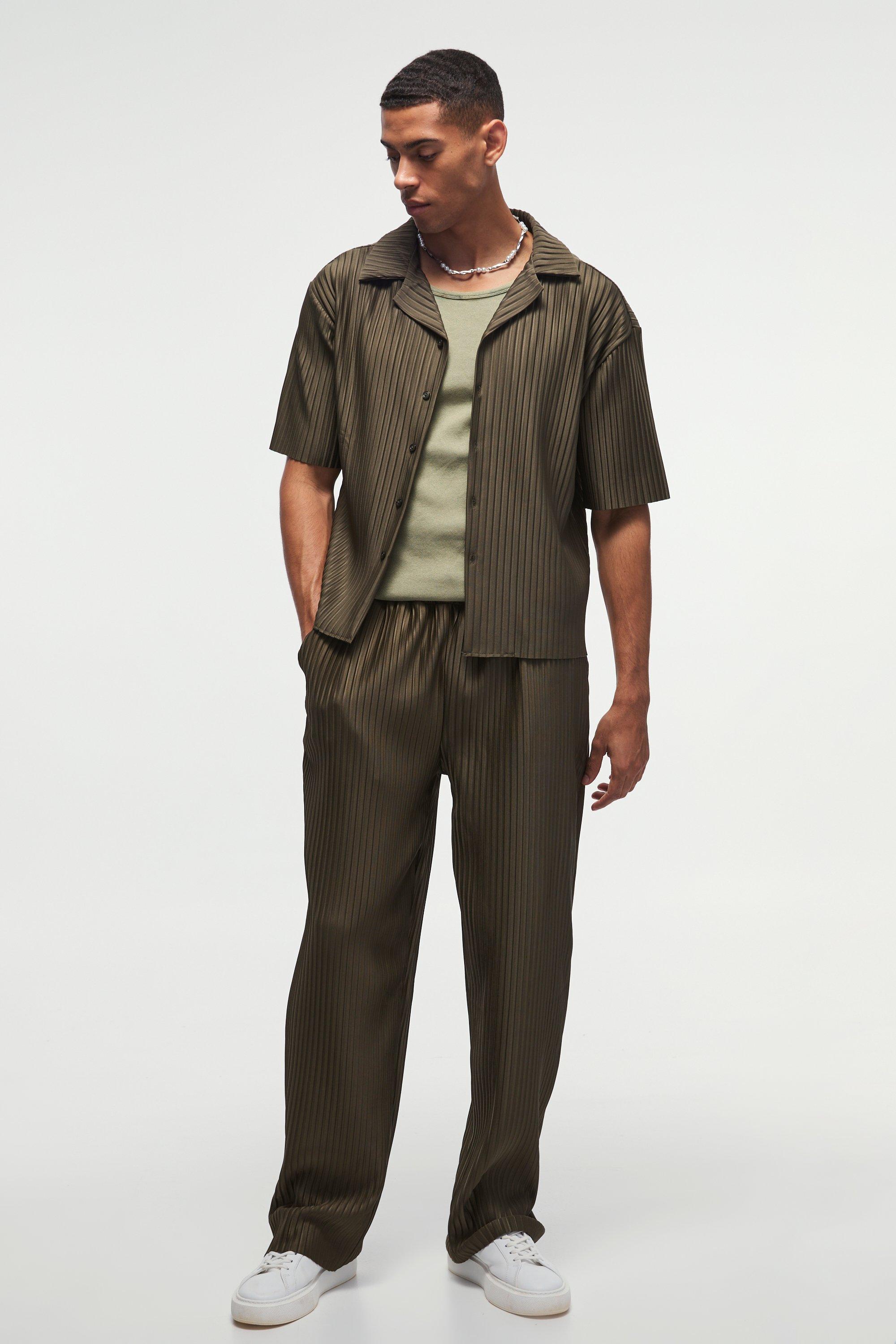 Oversized Boxy Shirt & Straight Pleated Pants Set | boohooMAN USA Product Image