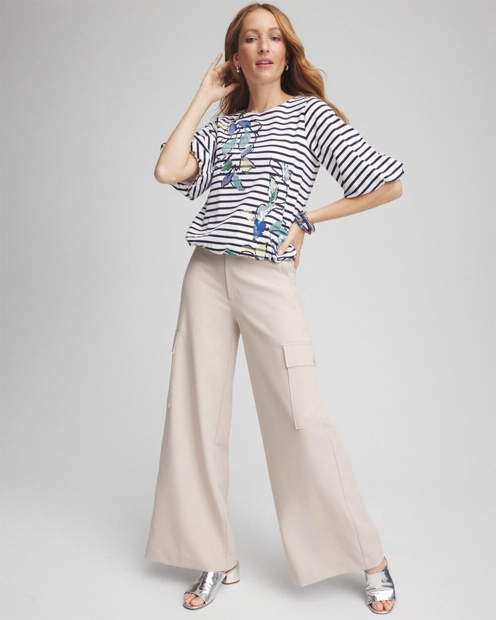 Embellished Striped Bubble Hem Top Product Image