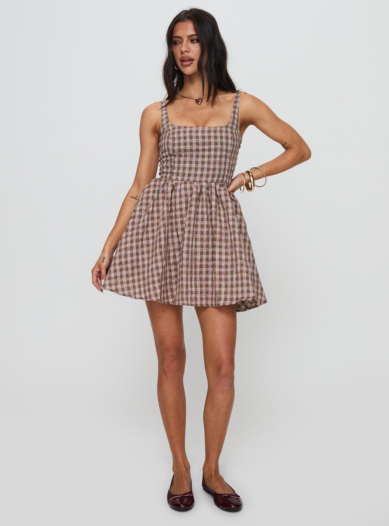 Cartmel Mini Dress Brown / Pink Product Image