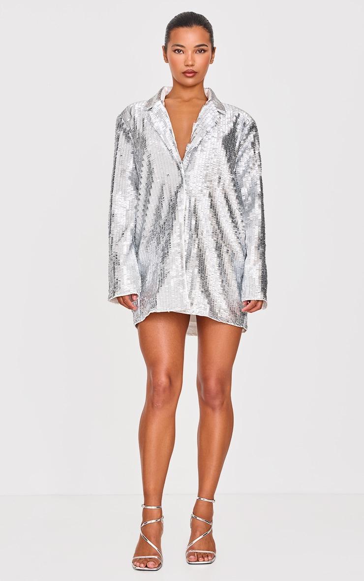 Silver Diamante Blazer Dress Product Image