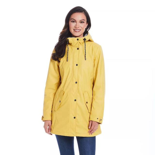 Womens Weathercast Hooded Midweight Rain Jacket Yellow Product Image