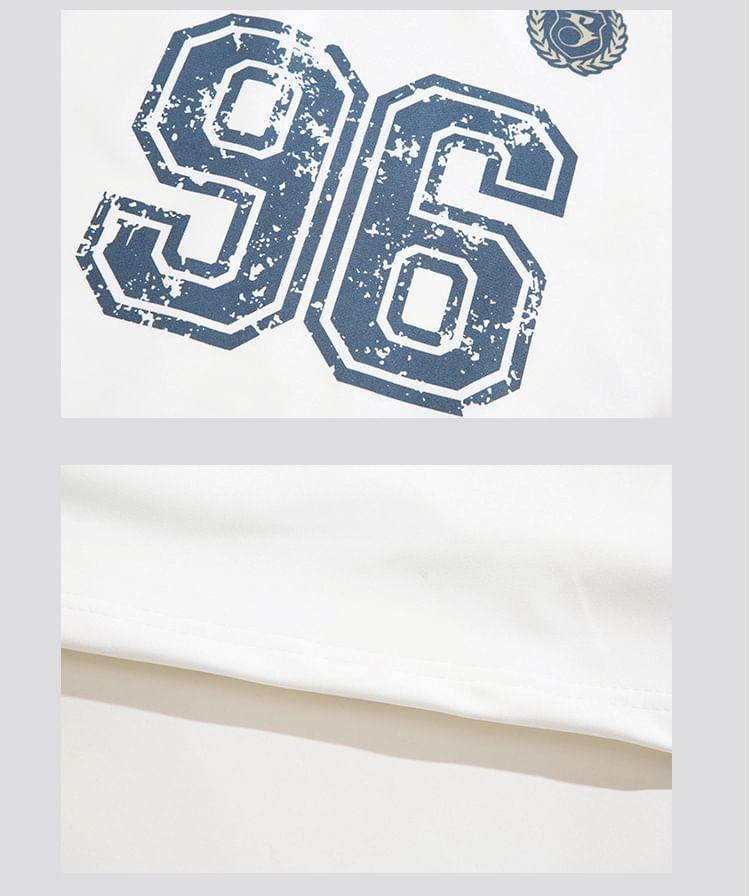 Crewneck Star Print Numbering Sweatshirt Product Image