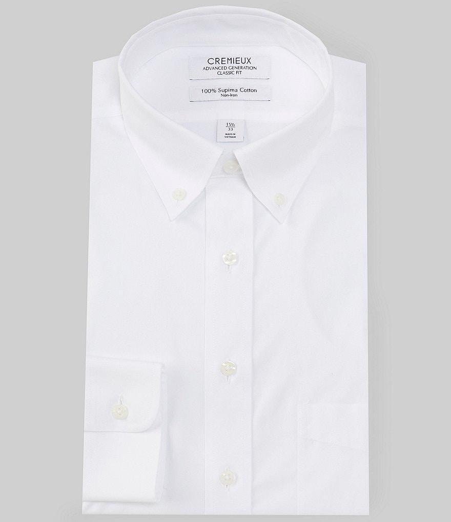 Cremieux Classic Fit Non-Iron Button Down Collar Solid Pinpoint Dress Shirt Product Image