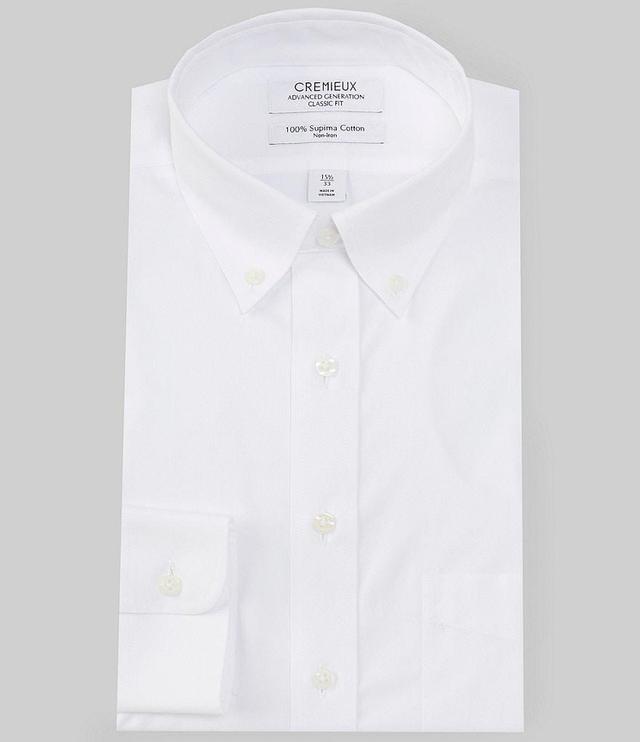 Cremieux Classic Fit Non-Iron Button Down Collar Solid Pinpoint Dress Shirt Product Image