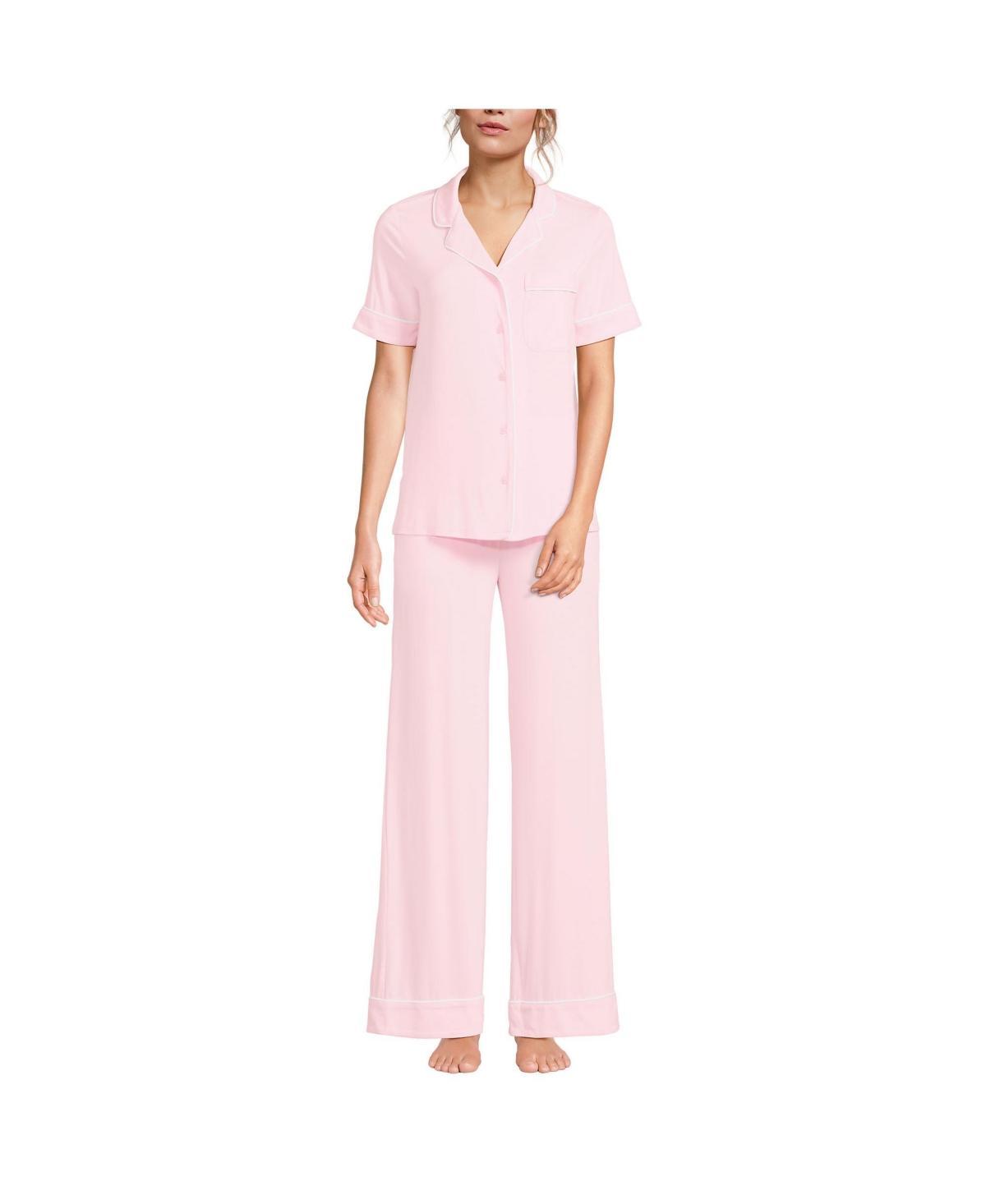 Womens Lands End Cooling 3-Piece Button-Up Top, Pants & Robe Pajama Set Product Image